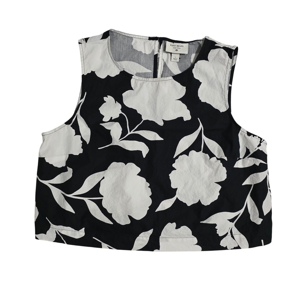 Kate Spade New York for Target Floral Sleeveless Crop Top Black White Large L - Picture 1 of 6
